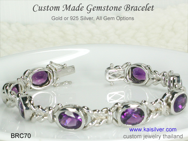 bracelet with gemstones gold or silver