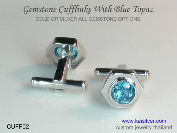 custom gemstone cufflinks