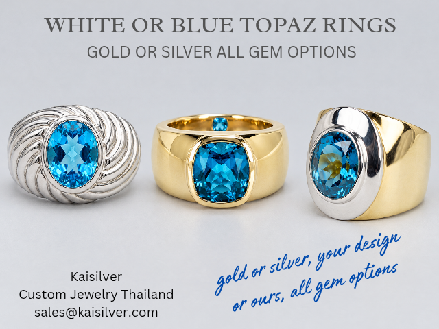 custom topaz rings, for men gold or silver