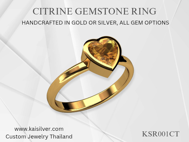 citrine heart ring kaisilver