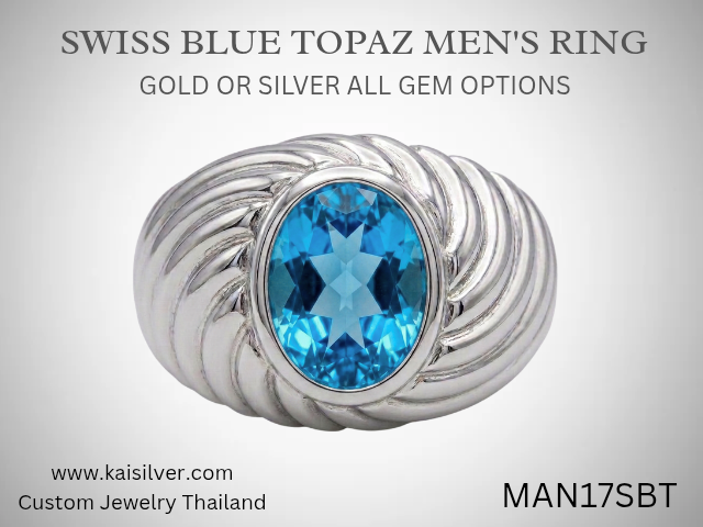kaisilver topaz ring for men