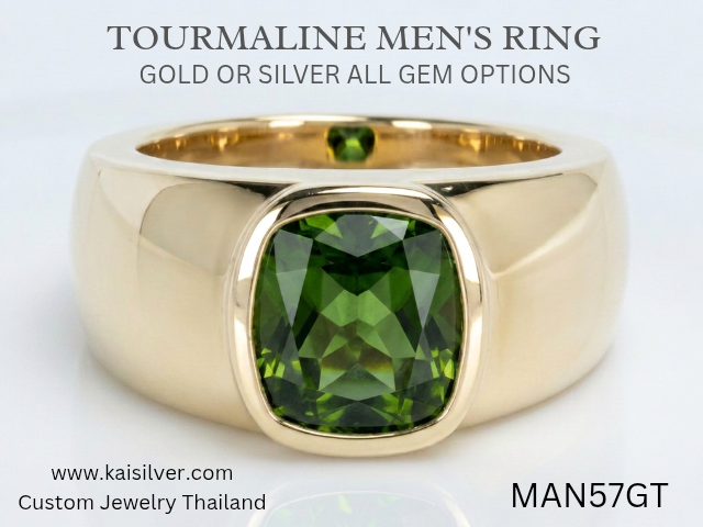 men's tourmaline ring gold or silver