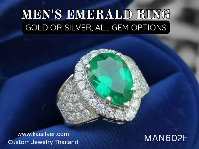 men''s ring with emerald