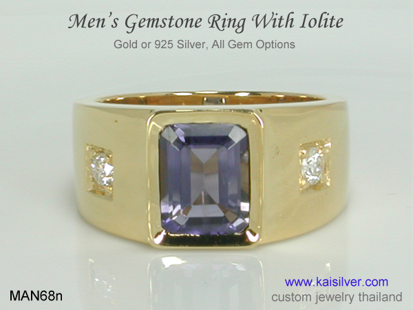 men's gemstonering iolite 