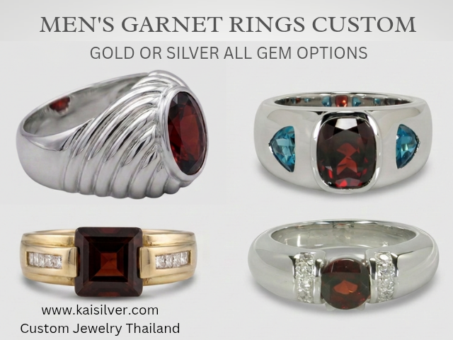 custom made rings for men with garnet