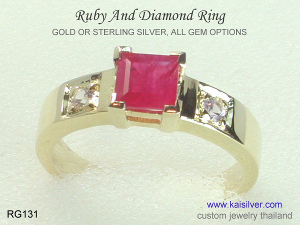 square gemstone ring for men