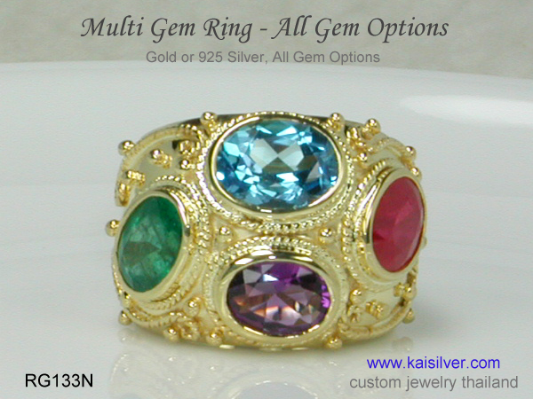 multi gemstone ring thailand