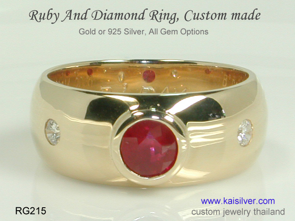 gemstone band men's ruby ring 