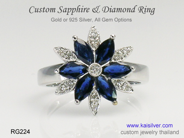 blue sapphire ring custom made