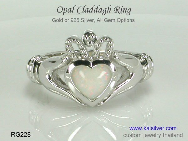 opal ring claddagh heart