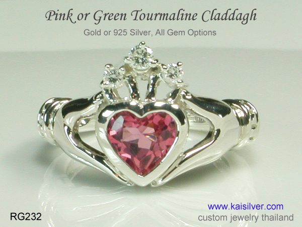 custom gemstone claddagh